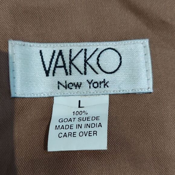 VAKKO NY 90s Y2K Tan Brown Goat Suede Cropped Tie Front Shirt Sz L - Picture 4 of 10
